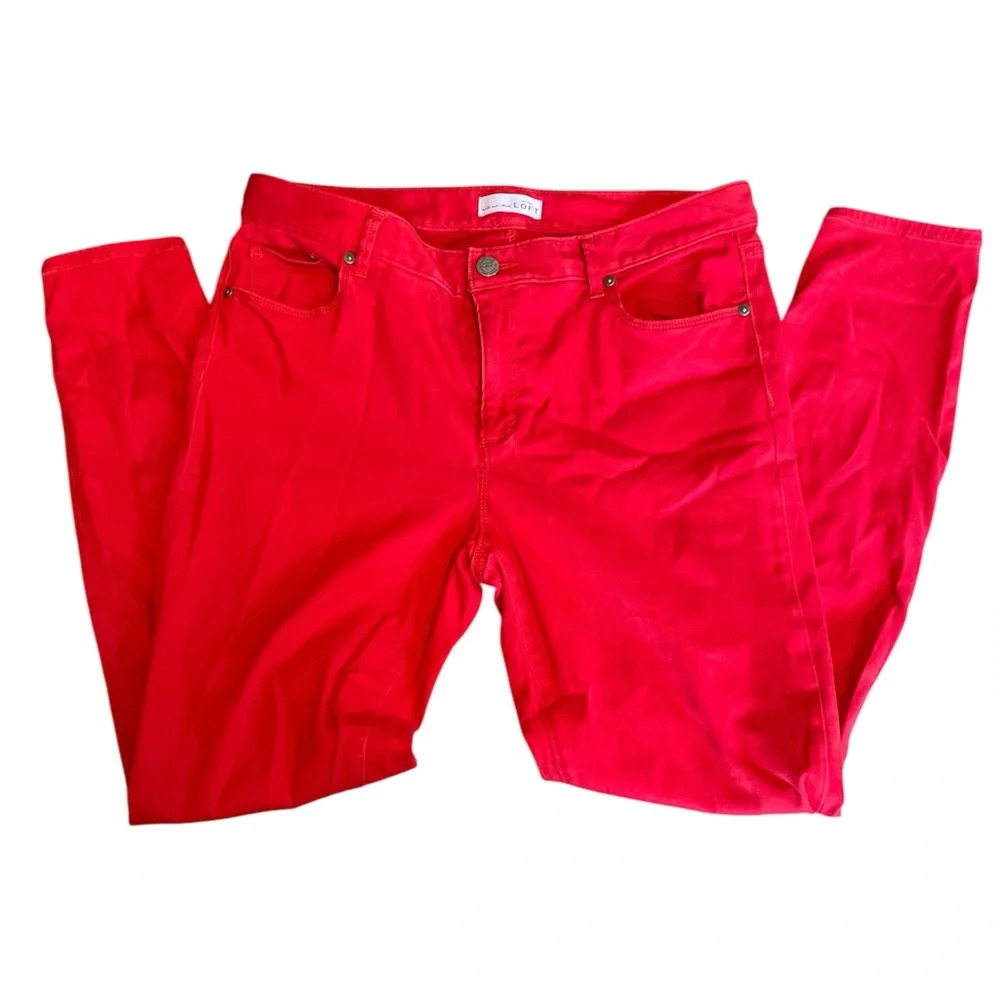 LOFT Red Stretch Leggings - Picture 2 of 6